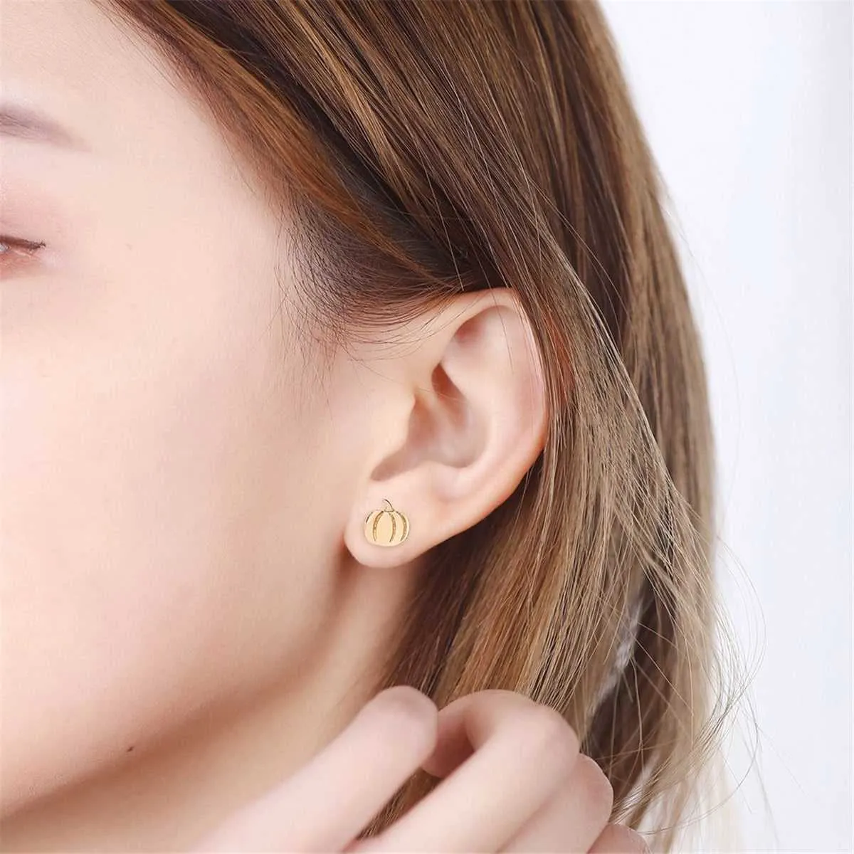 Goldtone Pumpkin Stud Earrings sold by Zulily product image thumbnail 3
