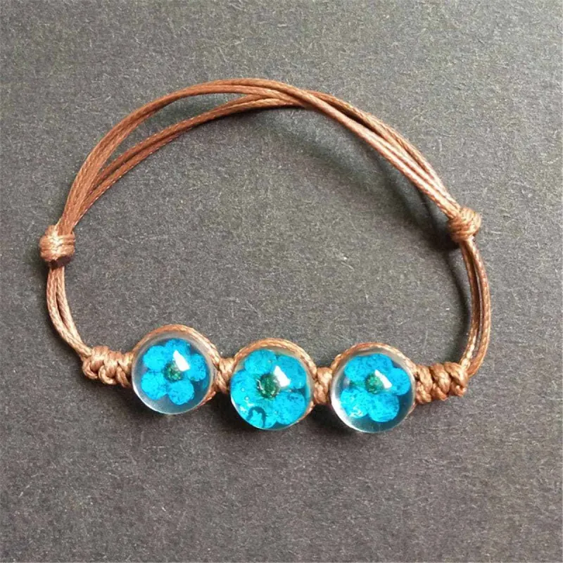 Blue Triple Peach Blossom Adjustable Bracelet made by Zulily