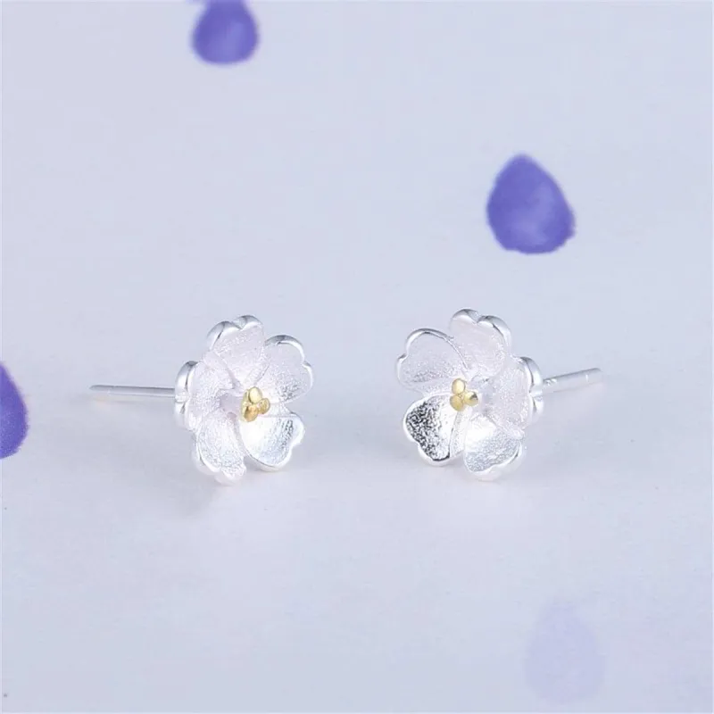 Two-tone Sakura Floral Stud Earrings made by Zulily
