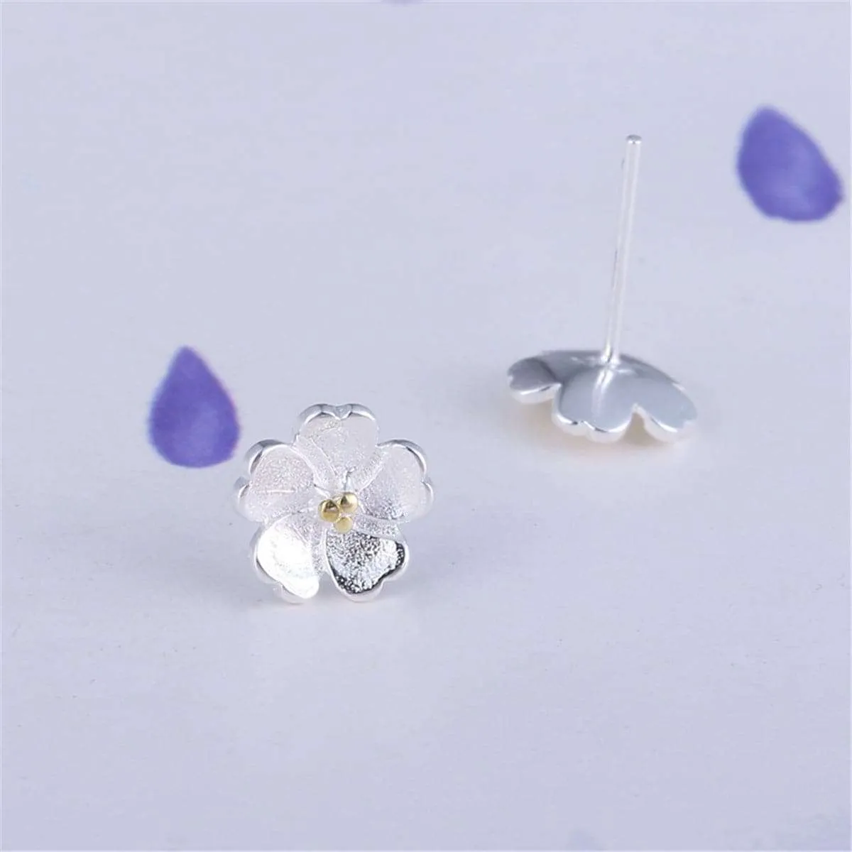 Two-tone Sakura Floral Stud Earrings sold by Zulily product image thumbnail 2