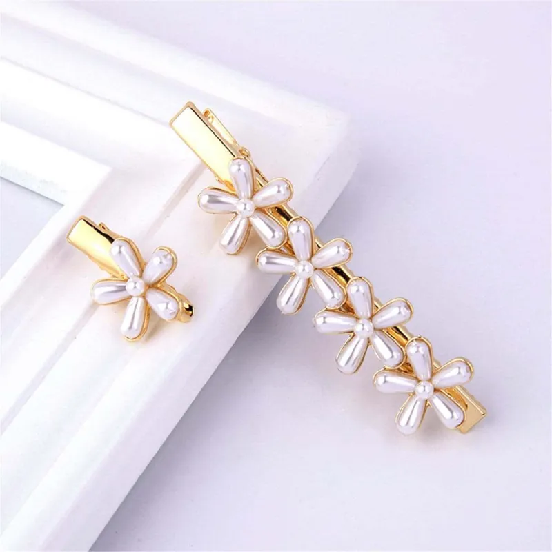 Pearl & Goldtone Flower Hair Clip Set made by Zulily