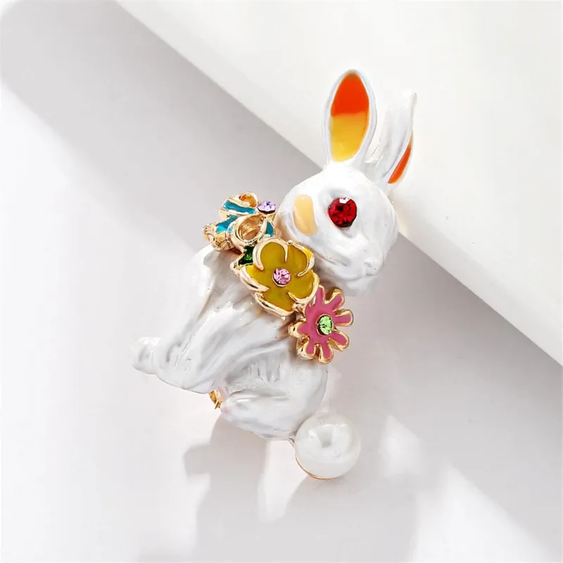 White & Cubic Zirconia Rabbit Brooch made by Zulily