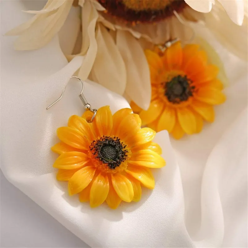 Yellow Sunflower Drop Earrings made by Zulily