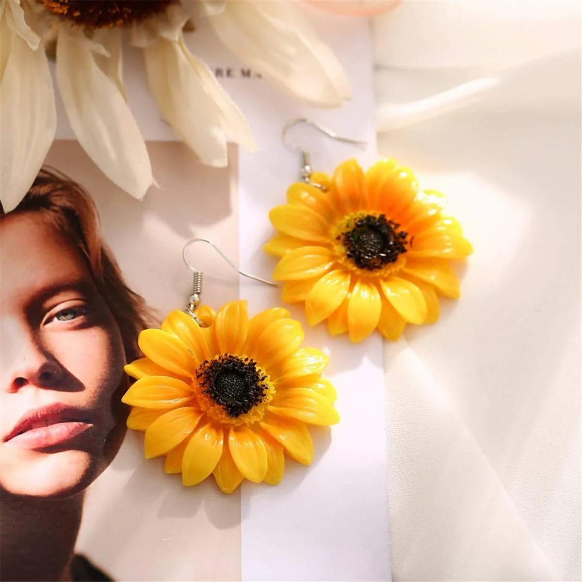 Yellow Sunflower Drop Earrings sold by Zulily product image thumbnail 2