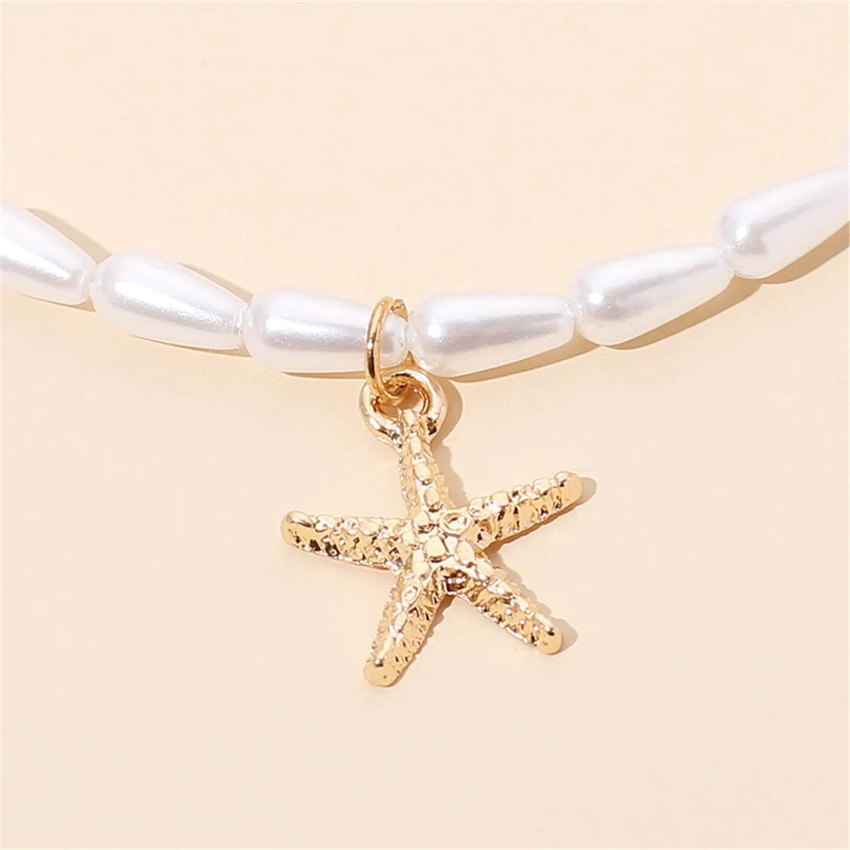 Pearl & Goldtone Beaded Starfish Choker Necklace sold by Zulily product image thumbnail 2