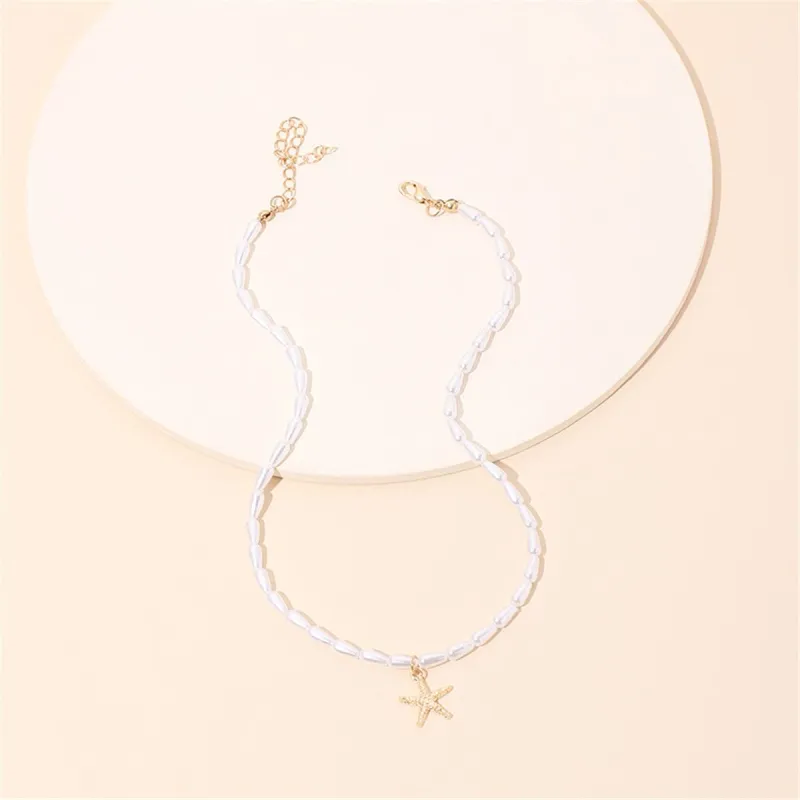 Pearl & Goldtone Beaded Starfish Choker Necklace made by Zulily