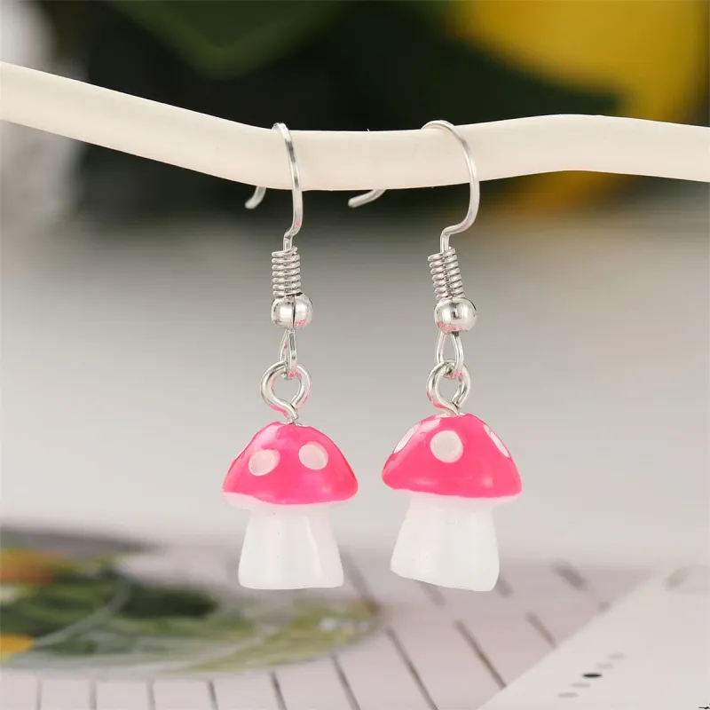 Rose Resin & Silvertone Dot Mushroom Drop Earrings made by Zulily