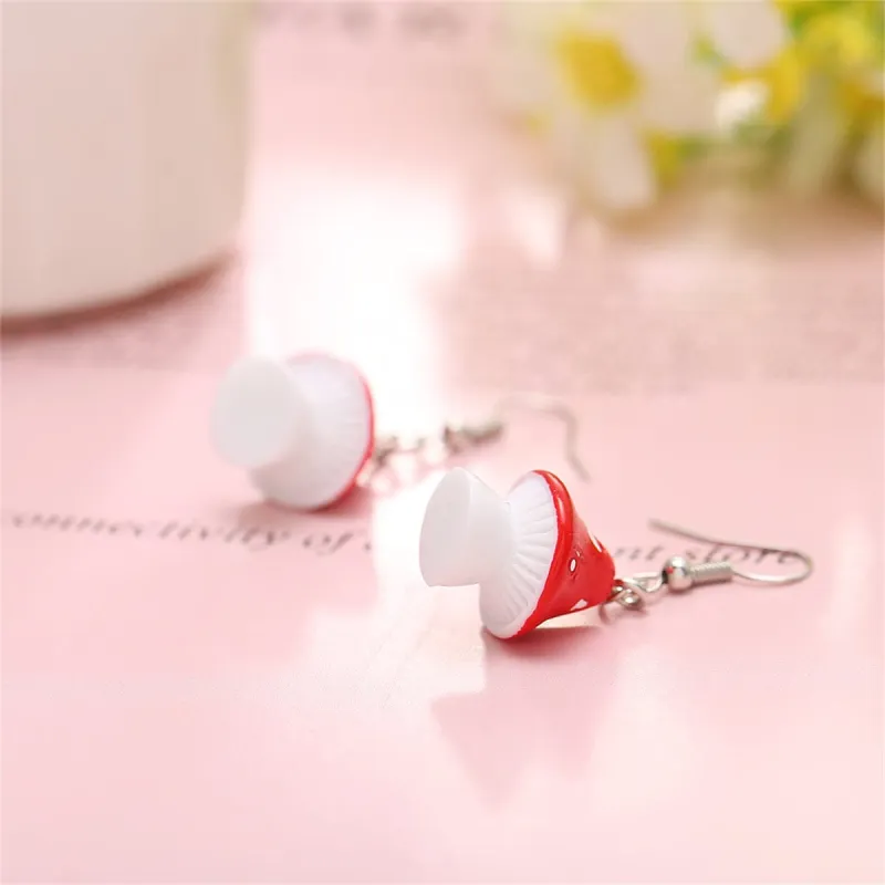 Red Resin & Silvertone Dot Mushroom Drop Earrings made by Zulily