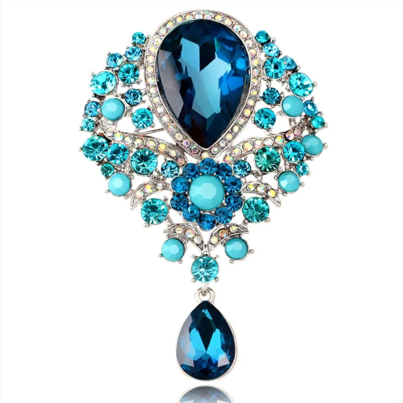 Blue Crystal & Cubic Zirconia Botany Brooch made by Zulily