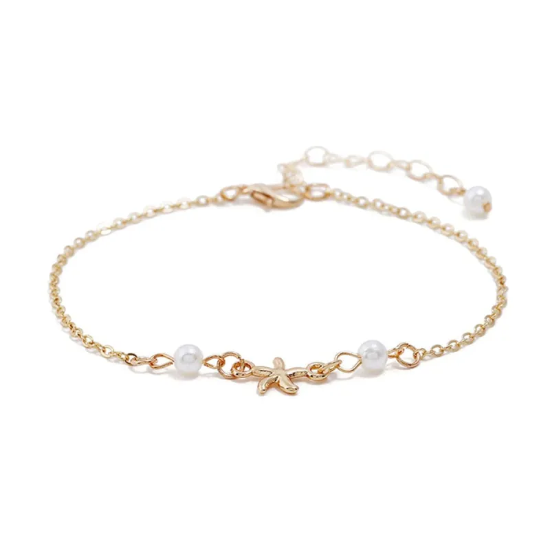 Pearl & Goldtone Starfish Charm Anklet made by Zulily