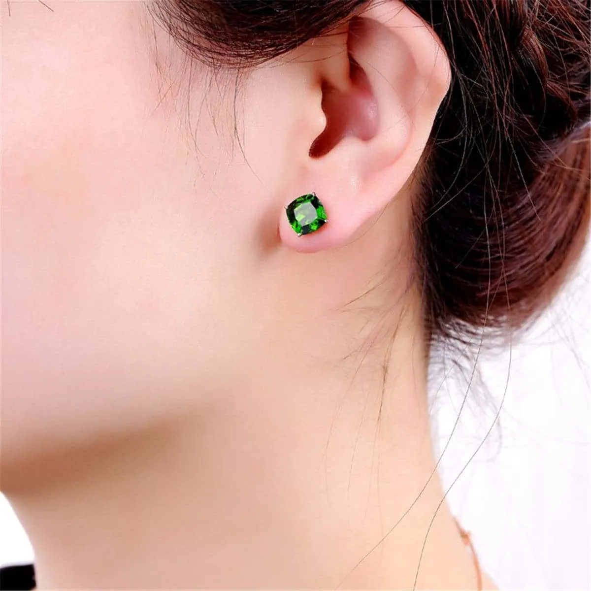 Green Crystal & Rose Goldtone Square Stud Earrings sold by Zulily product image thumbnail 2