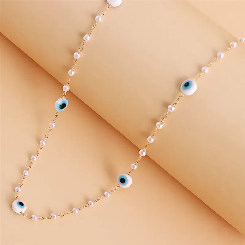 Pearl & Enamel Goldtone Eye Heart Pendant Necklace Set made by Zulily