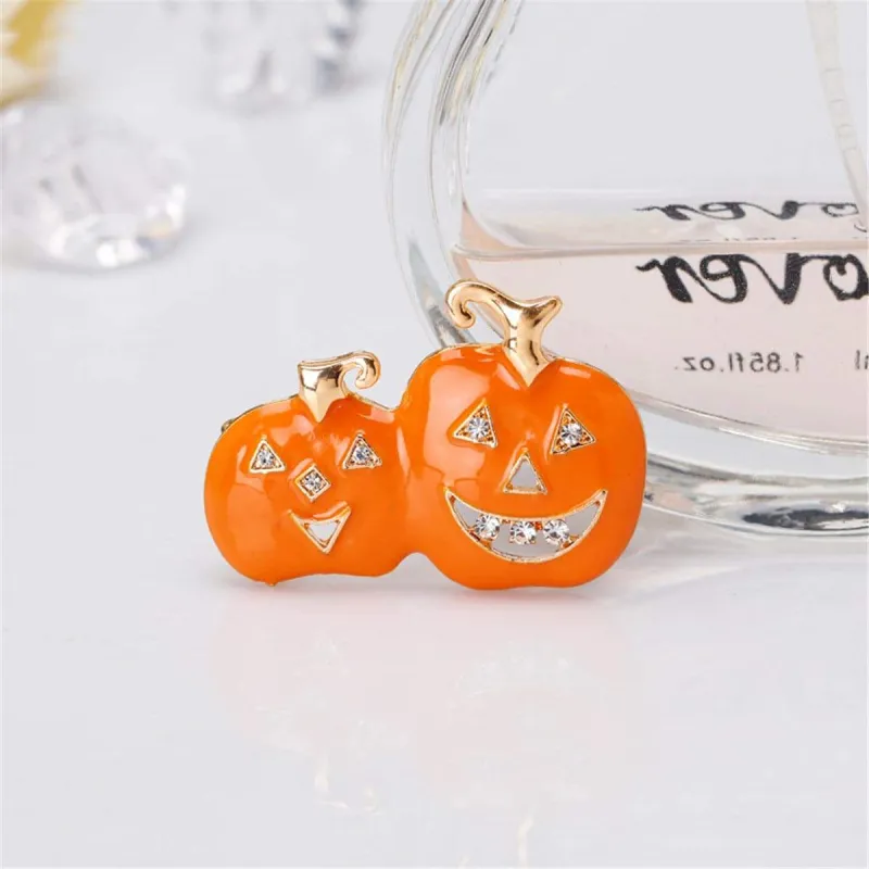Cubic Zirconia & Orange Enamel Pumpkin Brooch made by Zulily