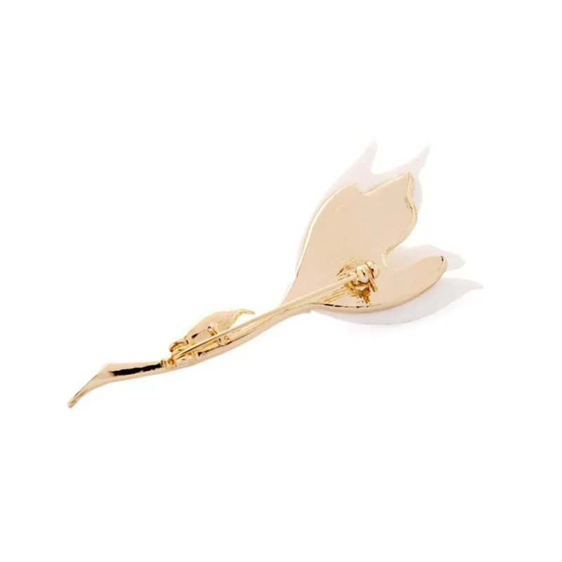 White Resin & Goldtone Lily Brooch made by Zulily
