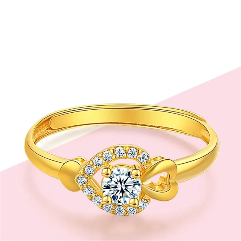 Cubic Zirconia & Goldtone Heart Adjustable Ring made by Zulily