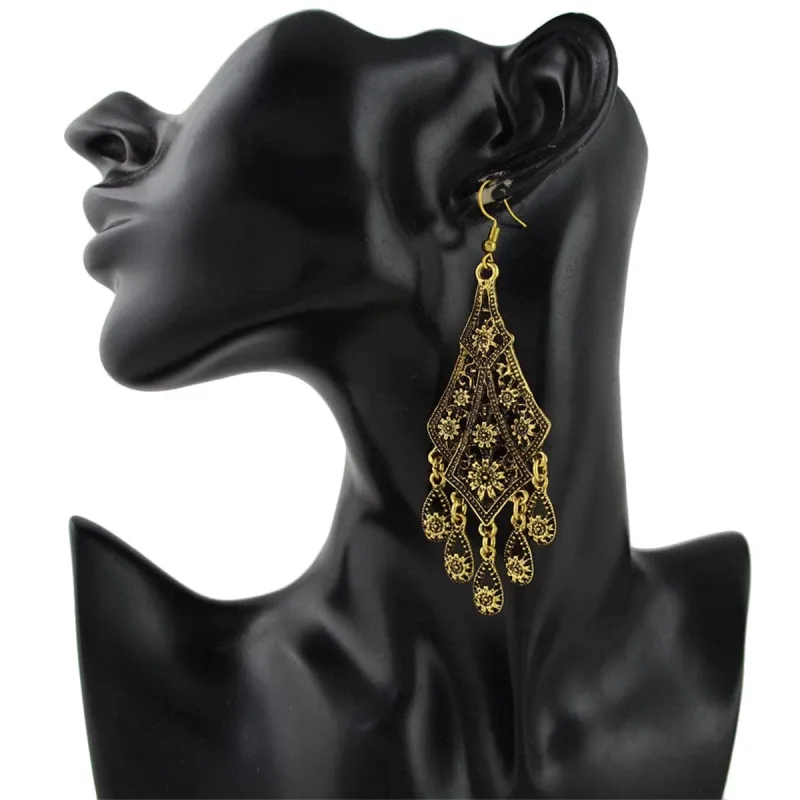 Goldtone Engraving Hollow Drop Earrings made by Zulily
