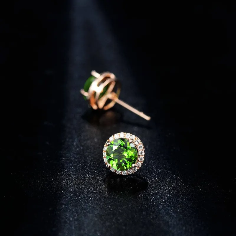 Green Crystal & Cubic Zirconia Round Stud Earrings made by Zulily