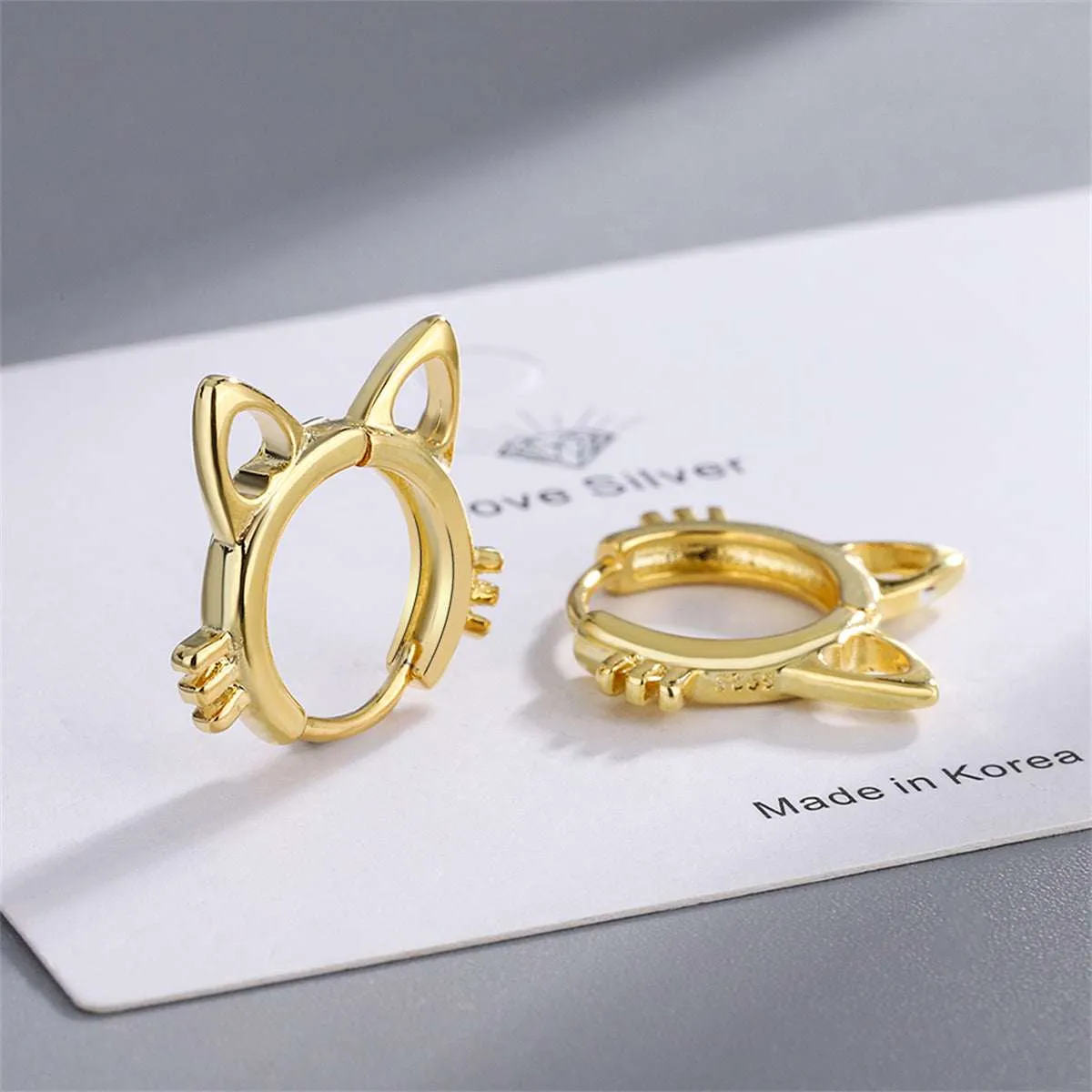 Goldtone Cat-Shape Huggie Earrings sold by Zulily product image thumbnail 3