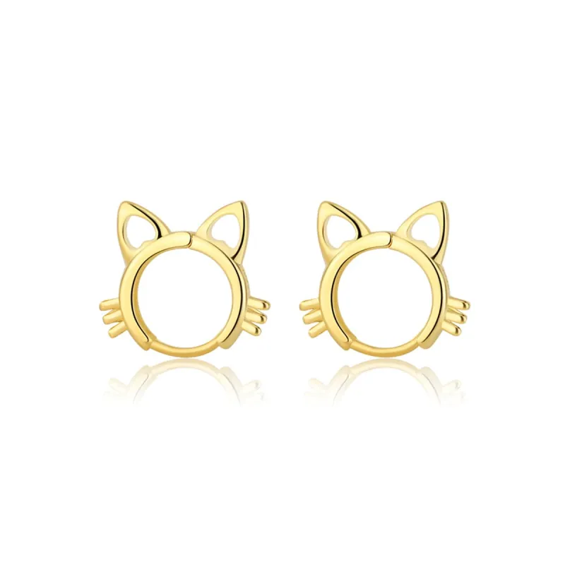 Goldtone Cat-Shape Huggie Earrings made by Zulily