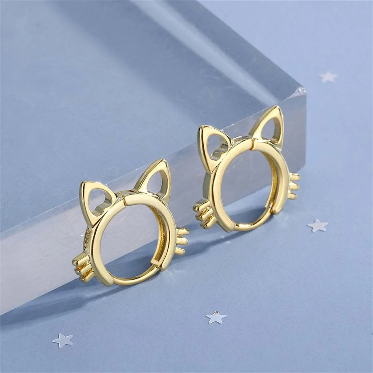 Goldtone Cat-Shape Huggie Earrings sold by Zulily product image thumbnail 2