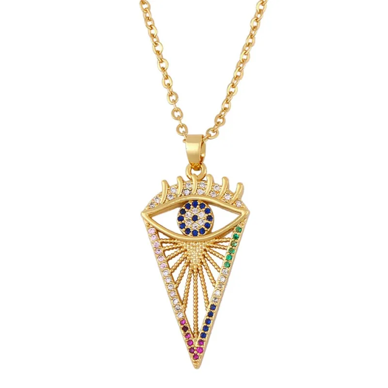 Cubic Zirconia & Goldtone Evil Eye Triangle Pendant Necklace made by Zulily