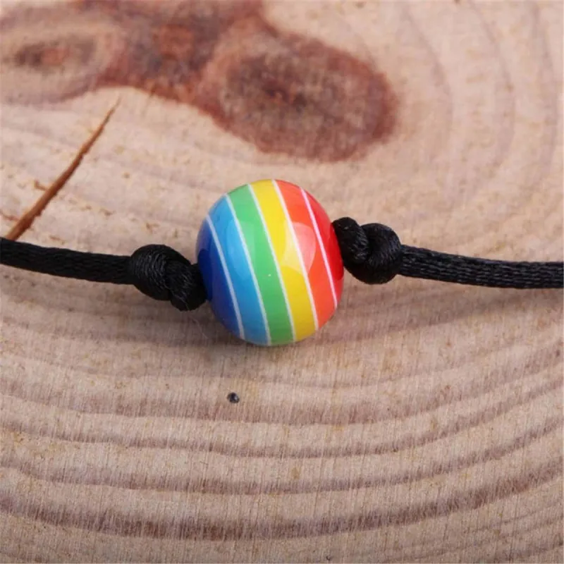 Rainbow & Black Adjustable Beaded Anklet made by Zulily