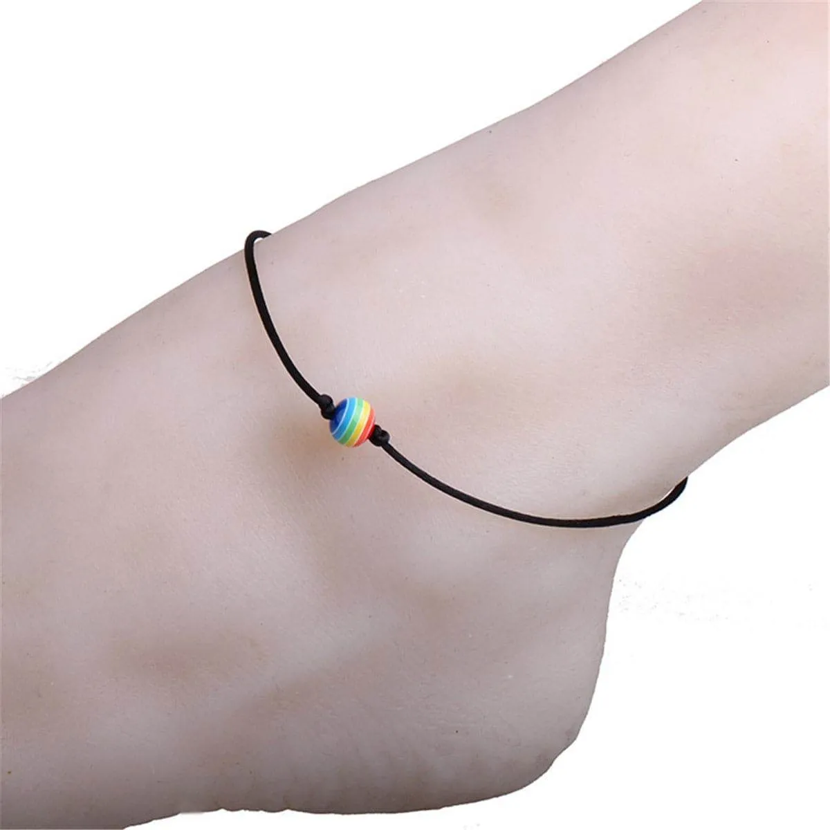 Rainbow & Black Adjustable Beaded Anklet sold by Zulily product image thumbnail 2