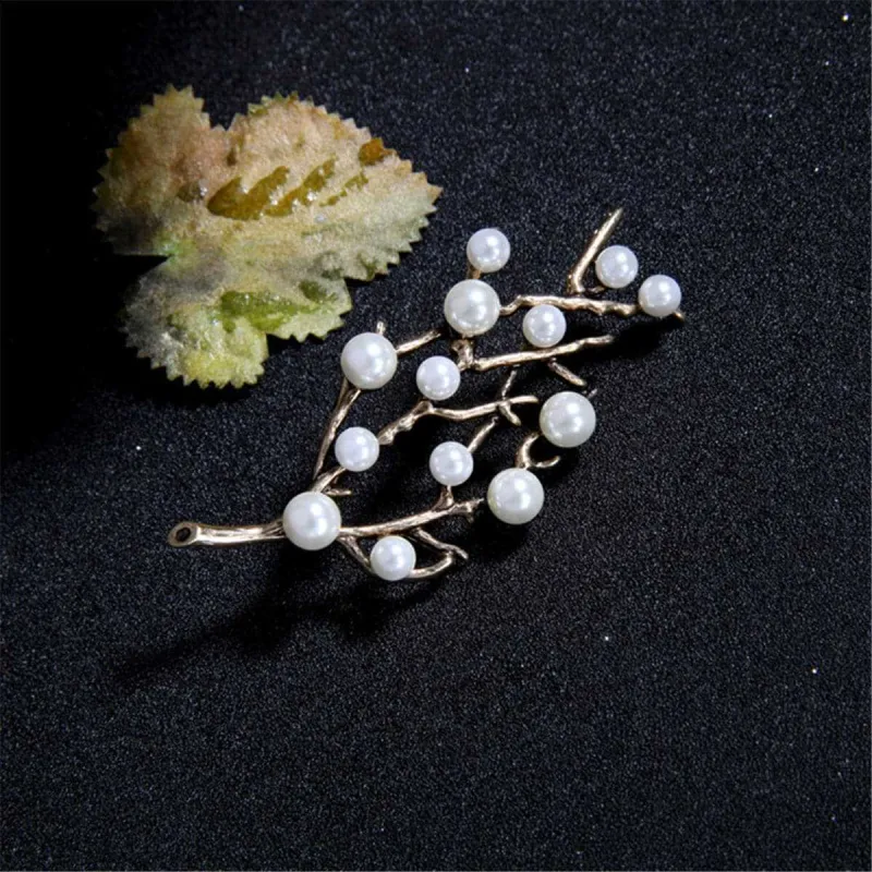Pearl & Cubic Zirconia Goldtone Branch Brooch made by Zulily
