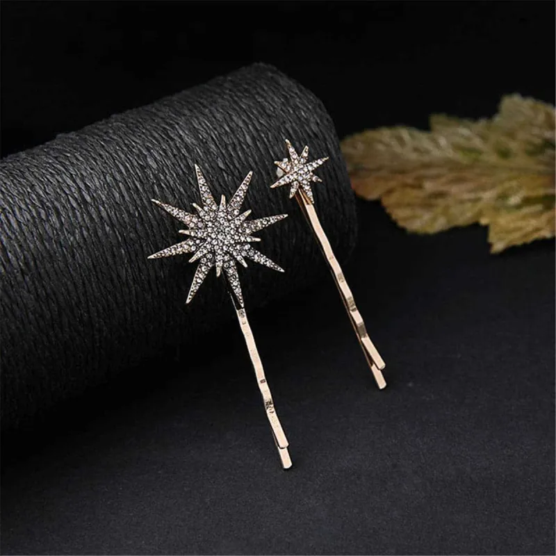 Cubic Zirconia & Goldtone Celestial Hair Clip Set made by Zulily