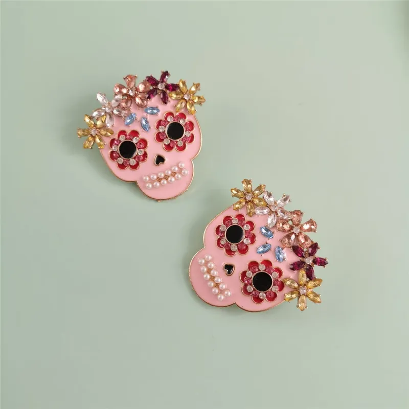 Pearl & Cubic Zirconia Sugar Skull Stud Earrings made by Zulily