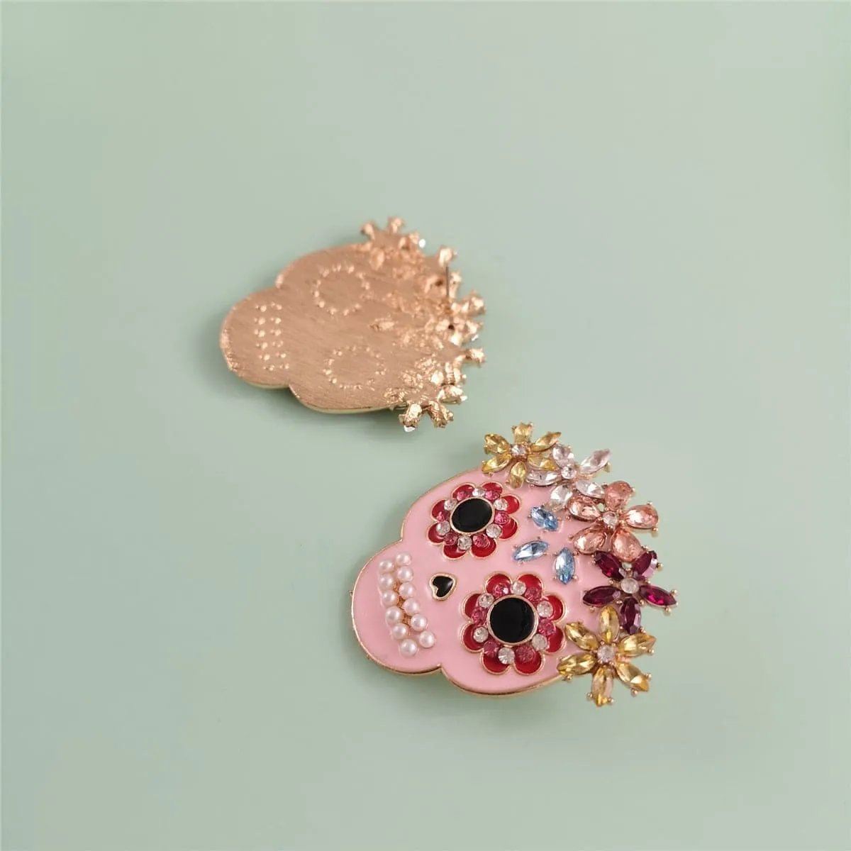 Pearl & Cubic Zirconia Sugar Skull Stud Earrings sold by Zulily product image thumbnail 2