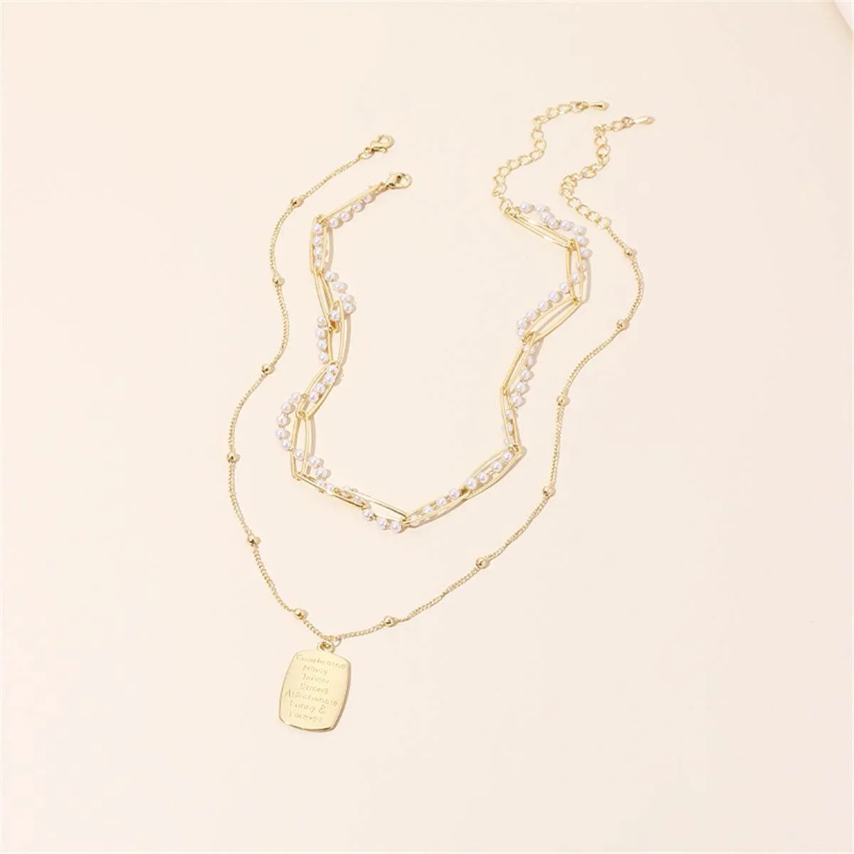 Pearl & Goldtone 'Mother & Daughter' Pendant Necklace Set sold by Zulily product image thumbnail 2