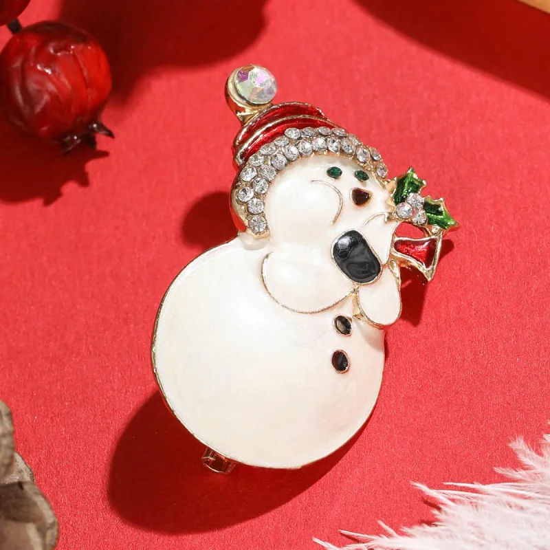 Cubic Zirconia & Goldtone Musical Snowman Brooch made by Zulily