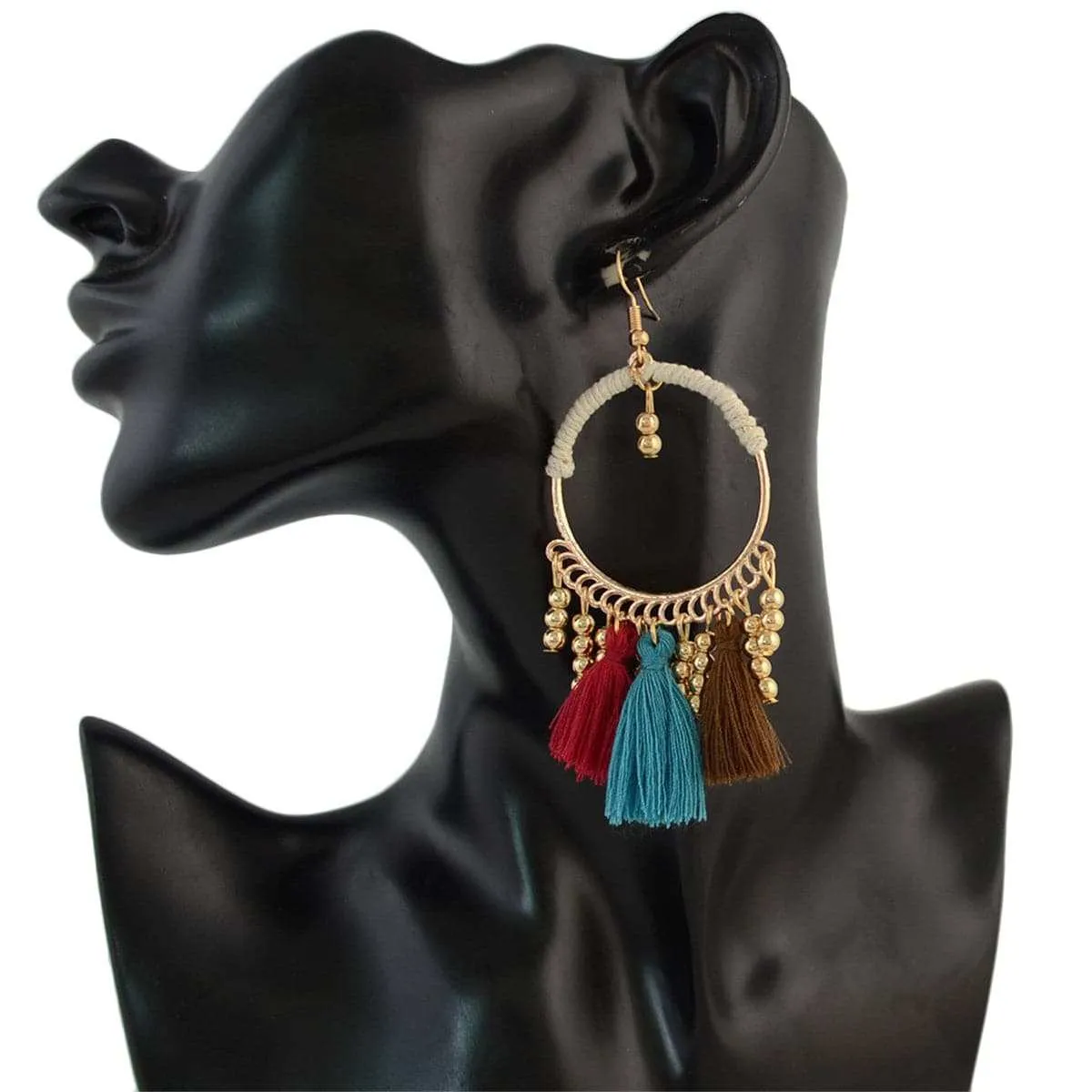 Goldtone Beaded Tassel-Accent Drop Earrings sold by Zulily