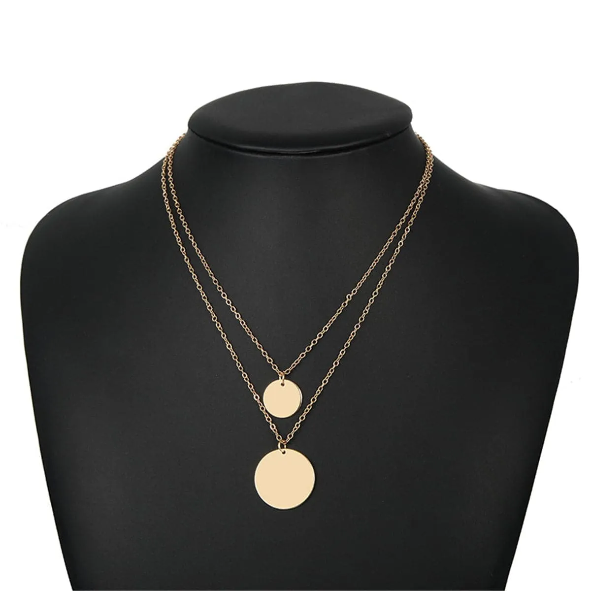 Goldtone Layered Disk Pendant Necklace sold by Zulily product image thumbnail 2
