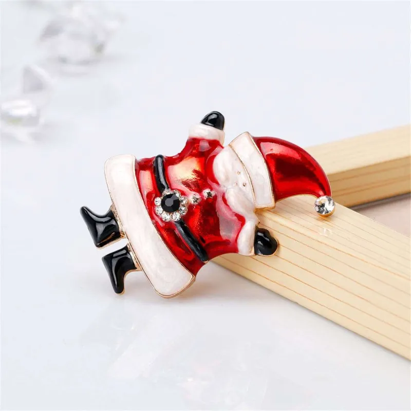 Cubic Zirconia & Goldtone Festive Santa Claus Brooch made by Zulily