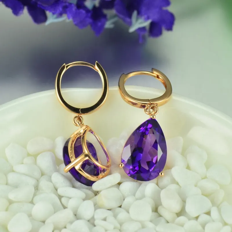 Purple Crystal & Rose Goldtone Teardrop Earrings made by Zulily