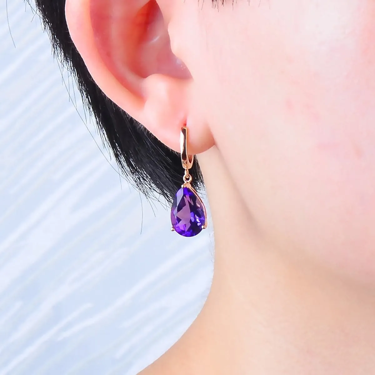 Purple Crystal & Rose Goldtone Teardrop Earrings sold by Zulily product image thumbnail 2