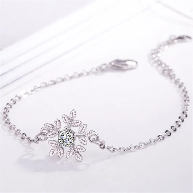 Cubic Zirconia & Silvertone Snowflake Charm Bracelet made by Zulily
