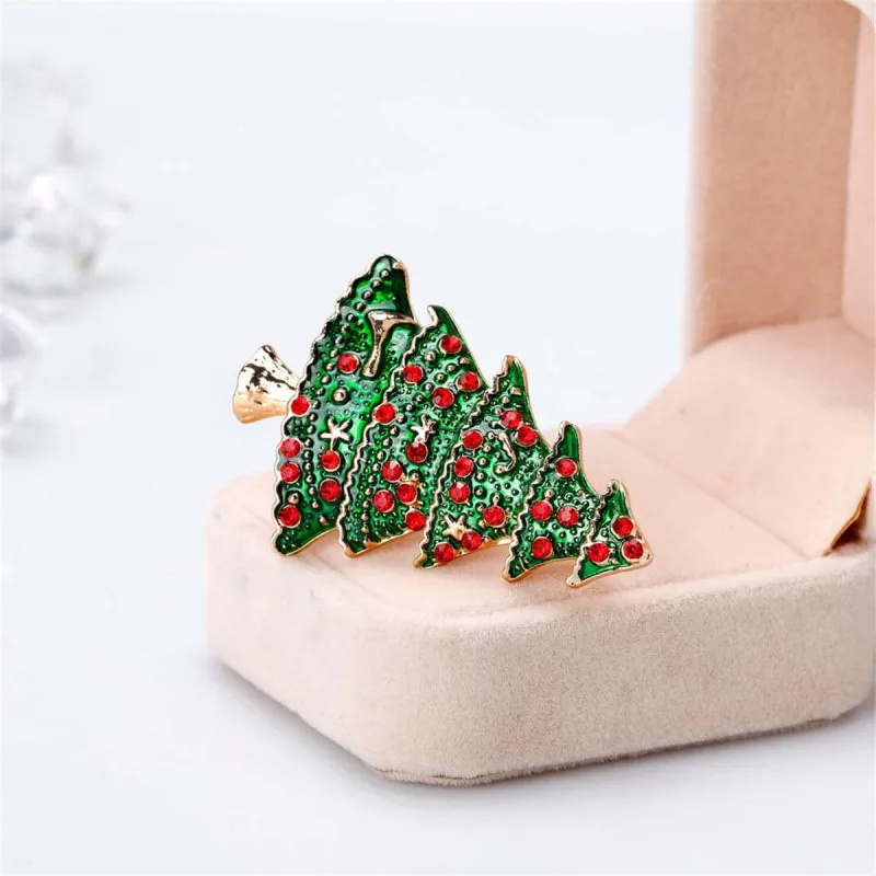 Cubic Zirconia & Goldtone Towering Christmas Tree Brooch made by Zulily