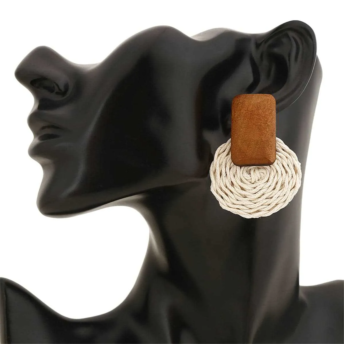 Wood & Rattan Circle Drop Earrings sold by Zulily product image thumbnail 2
