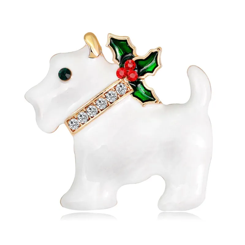 White & Cubic Zirconia Dog Brooch made by Zulily