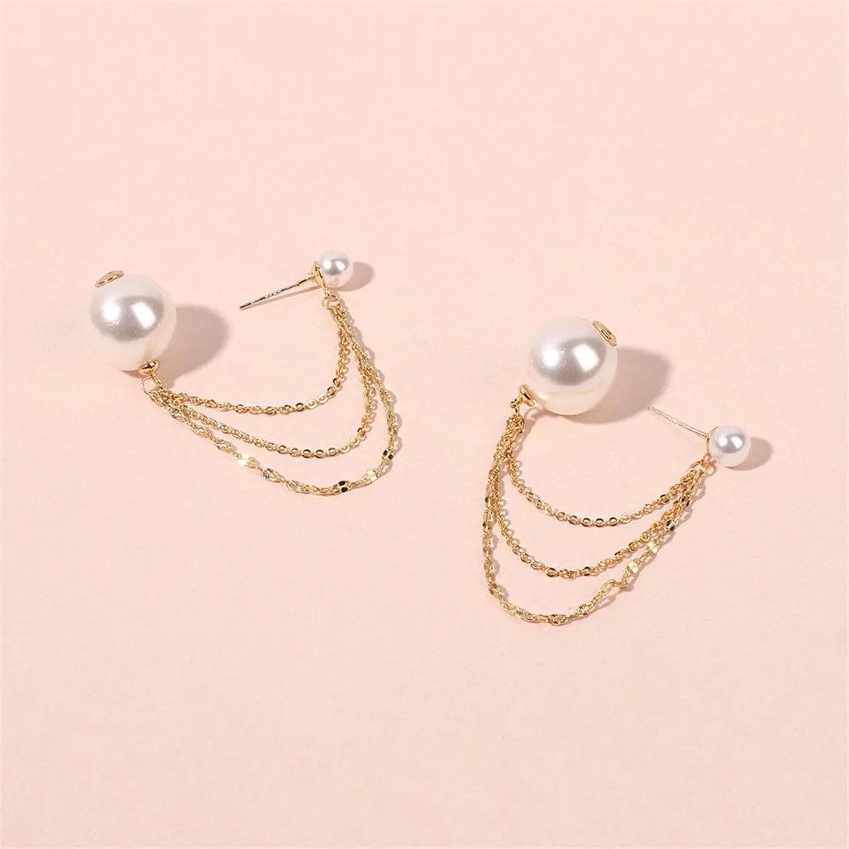 Pearl & Goldtone Chains Ear Jackets sold by Zulily