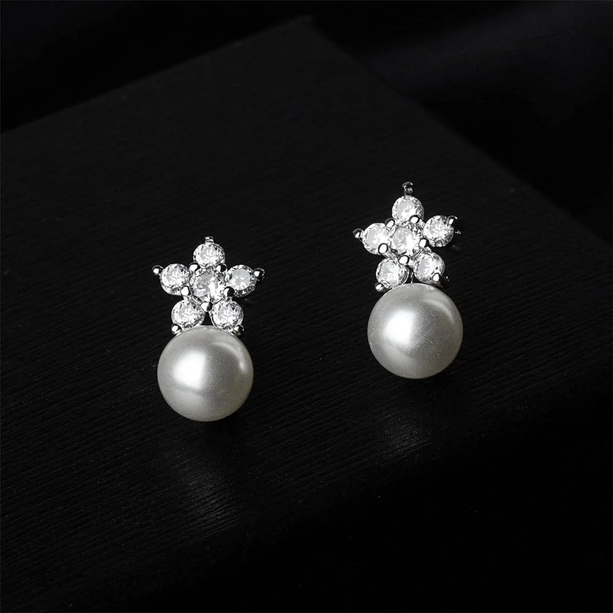 Cubic Zirconia & Pearl Plum Stud Earrings sold by Zulily product image thumbnail 2