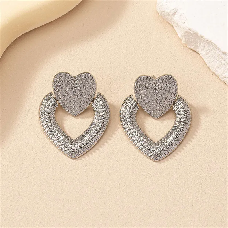 Silvertone Open Heart Milgrain Drop Earrings made by Zulily