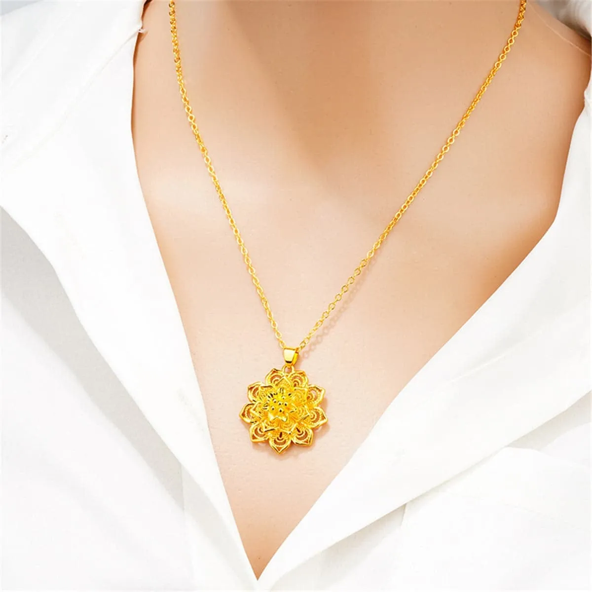 Goldtone Rose Pendant Necklace sold by Zulily