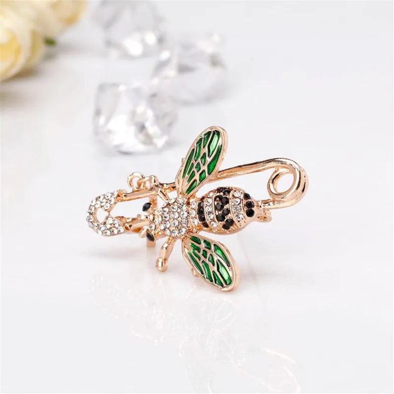 Cubic Zirconia & Goldtone Bee & Pin Brooch made by Zulily