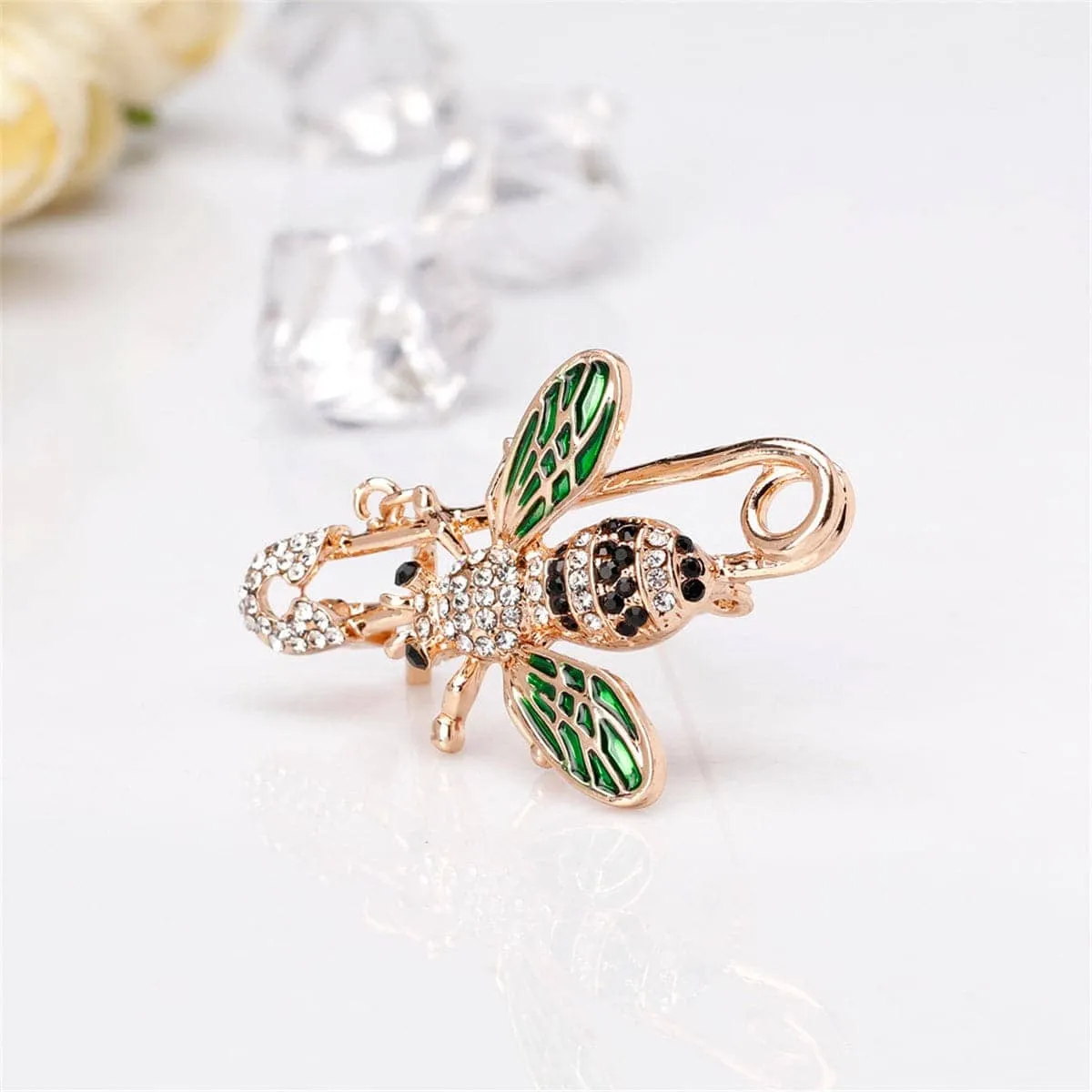 Cubic Zirconia & Goldtone Bee & Pin Brooch sold by Zulily