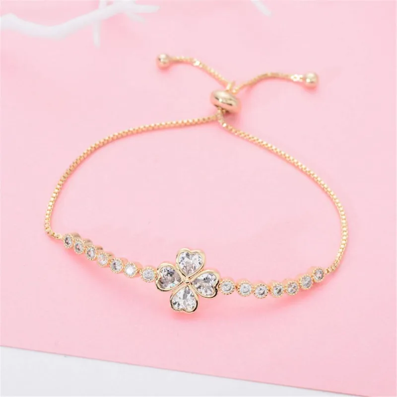 Cubic Zirconia & Crystal Heart Clover Adjustable Bracelet made by Zulily