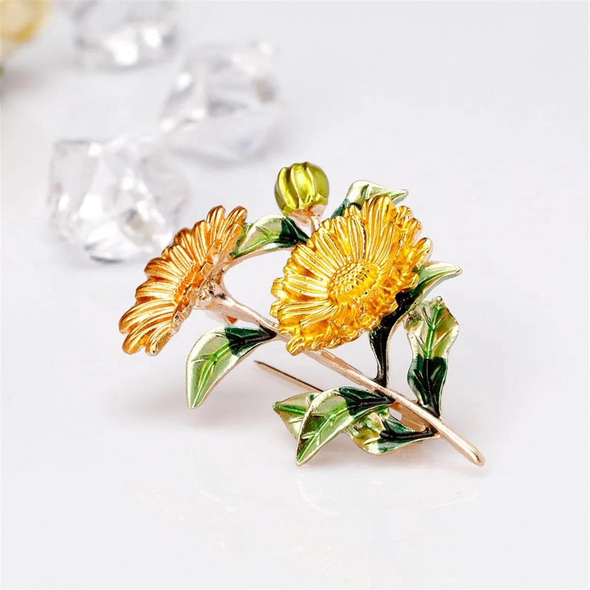 Yellow Enamel & Goldtone Flower Brooch sold by Zulily product image thumbnail 2